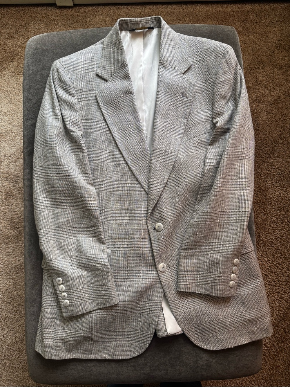 Men's Light Gray Glen Plaid Blazer - Tailored Sport Coat